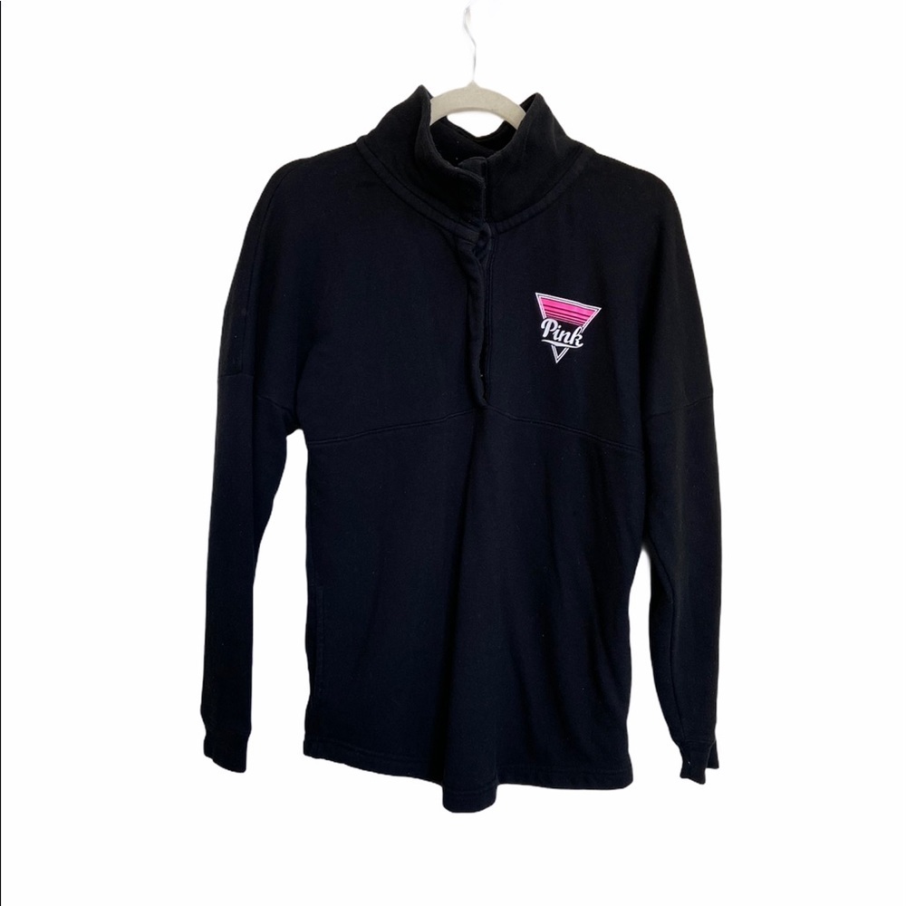 PINK Victoria’s Secret Varsity Quarter Snap Oversized Sweater - Picture 2 of 11